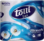 Бумага Tolli Lux туалетная белая 3 слоя 4шт