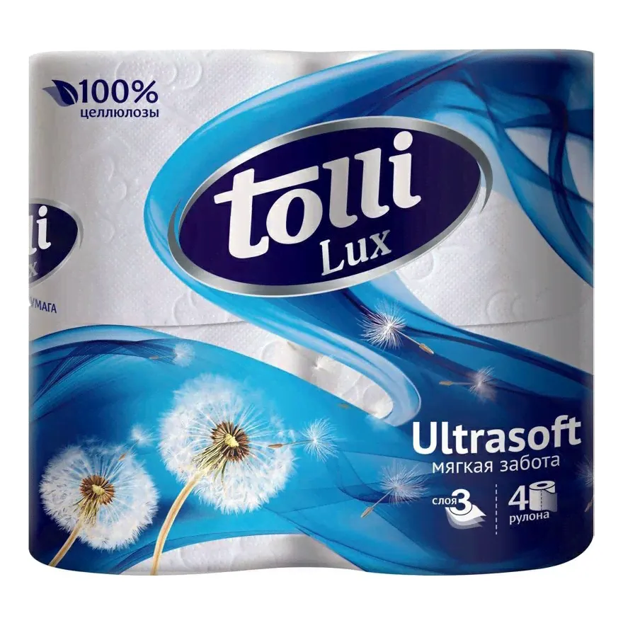 Туалетная бумага Tolli Lux 3 слоя 4 шт., Белый-0